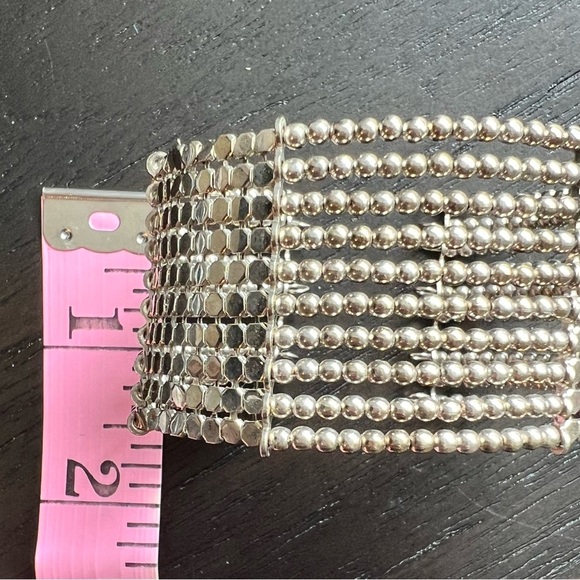 Vintage Silver Beaded Cuff Fashion Bracelet - One Size - Picture 6 of 7